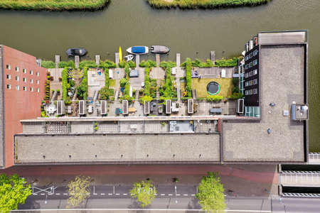 Nice view of big luxury residential buildingの写真素材