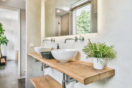 Close up of luxury faucet in an elegant bathroomの写真素材