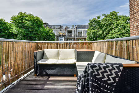 View of the beautiful veranda of the houseの写真素材