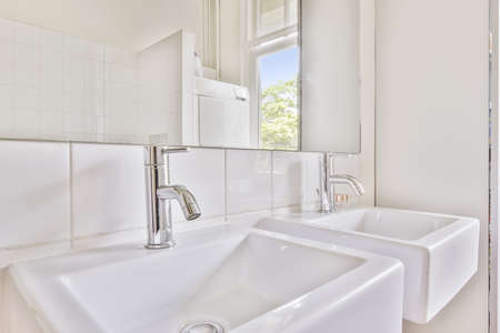 Close up of luxury faucet in an elegant bathroomの写真素材