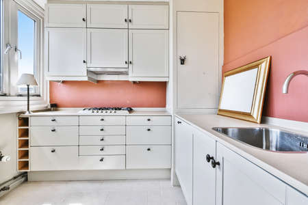 Interior of a beautiful kitchen in modern apartment