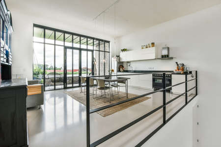 Interior of a beautiful kitchen of an elite houseの写真素材