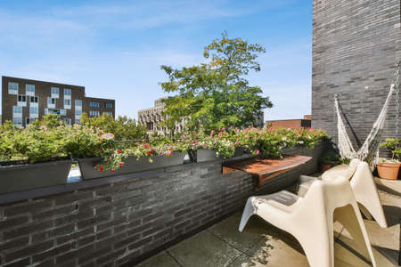 View of the beautiful balcony of the houseの写真素材