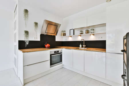 A bright luxury kitchen in an elegant house