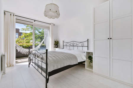 Beautiful interior design of modern and cozy bedroom