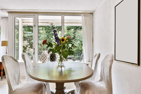 Stylish dining room in luxury residential house