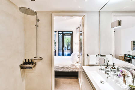 Interior design of beautiful and elegant bathroom