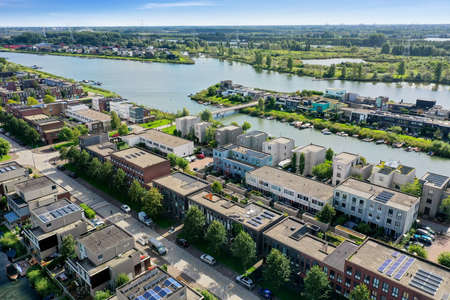 Amazing view of a residential area with buildingsの写真素材