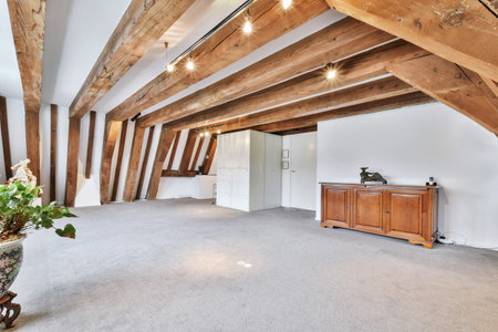 Very elegant attic for a room and with wooden beams