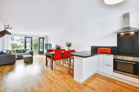 A bright luxury kitchen in an elegant house