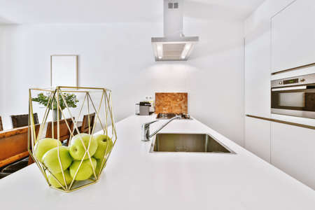 A bright luxury kitchen in an elegant house