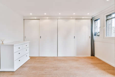 Accomadation with a wardrobe on a full wallの写真素材