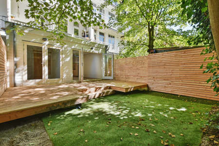Beautiful view of a residential building backyard