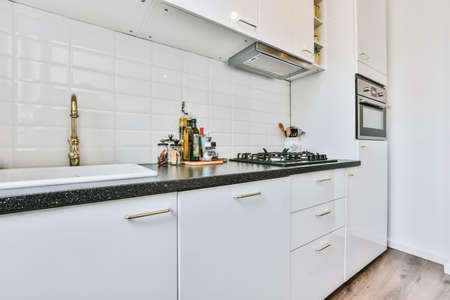 A bright luxury kitchen in an elegant houseの写真素材