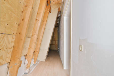 Cozy narrow corridor in luxury residential buildingの写真素材