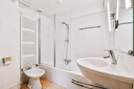 Elegant bright bathroom design in luxury house