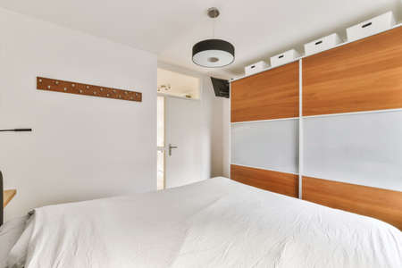 Interior design of luxury bedroom with soft bedの写真素材