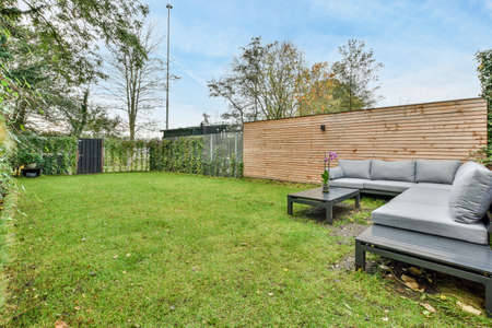 View of the beautiful veranda of the houseの写真素材