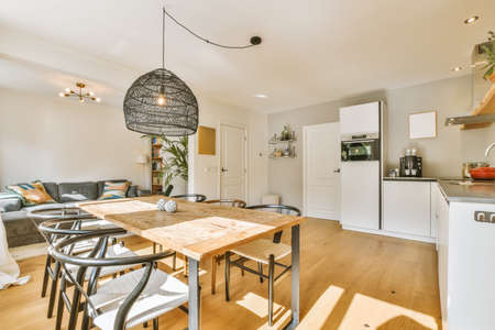 Cozy dining area in a minimalist styleの写真素材