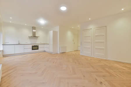 Interior of empty home kitchen with contemporary appliances