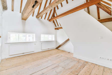 Interior of attractive and pretty room with windowの写真素材