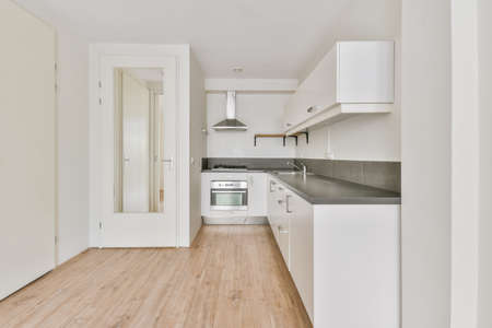 Spacious luxury kitchen interior with modern appliancesの写真素材