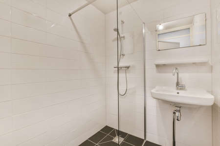 Interior design of attractive and cozy bathroomの写真素材