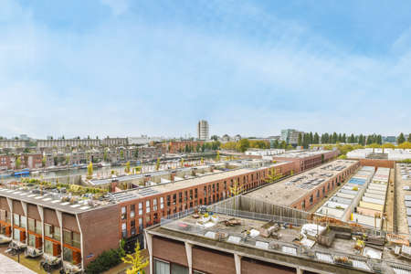 Drone view of residential area with beautiful buildings