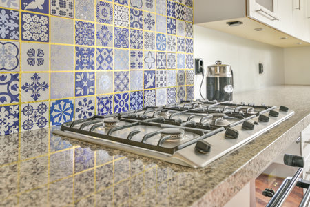 Close up of stylish gas stove in a kitchen