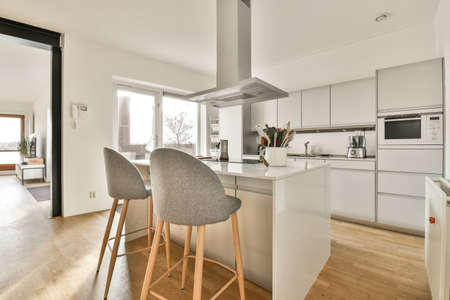 Cozy kitchen zone with in a spacious apartment