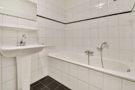 Luxury interior design of a bathroom with marble walls