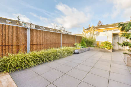 Superb courtyard with beautifully laid paths and greeneryの写真素材