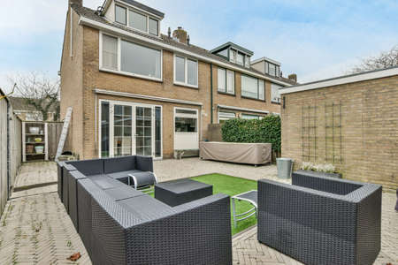 View of the beautiful veranda of the houseの写真素材