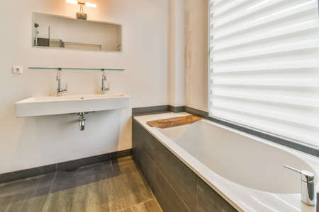 Bright and stylish bathroom in luxury modern house