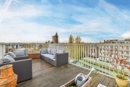 View of the beautiful veranda of the houseの写真素材