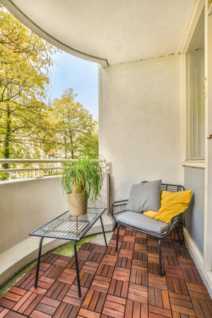 Balcony of a beautiful house in the daytime