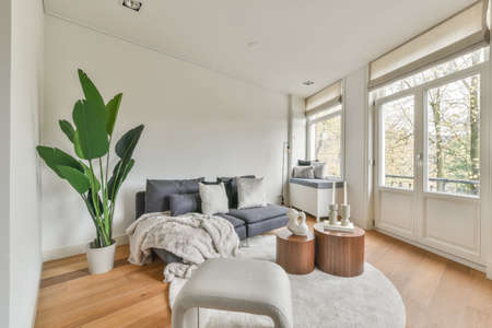 Interior of a beautiful living room. Modern and luxury house designの写真素材