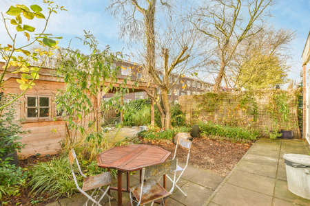View of the beautiful veranda of the houseの写真素材