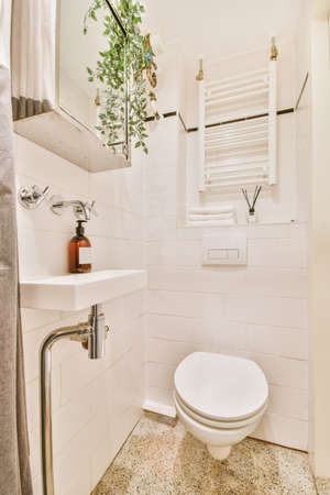 Adorable restroom with toilet and radiator above it