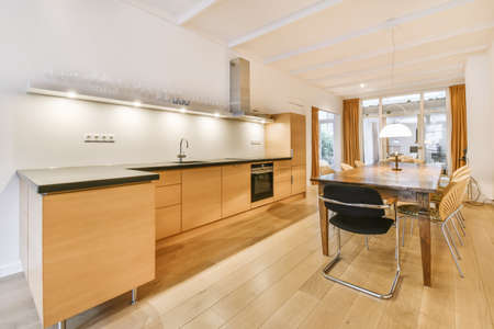 Interior of a beautiful kitchen of an elite house