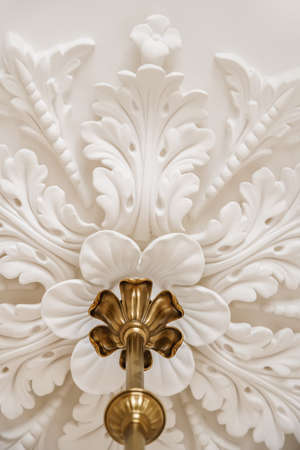 Amazing design of stucco in the form of petals on the ceiling in an elite houseの写真素材