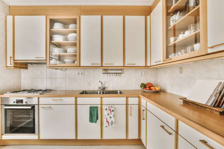 Cozy well designed modern kitchen interior with all appliances