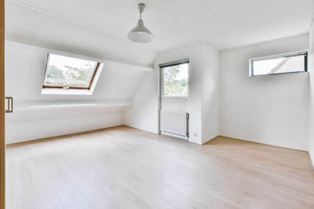 Bright and beautiful room with large windows and parquet floors
