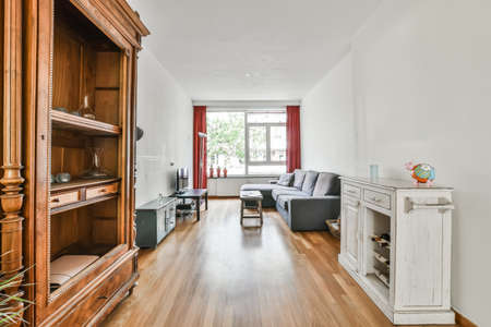 Beautiful living room interior with hardwood floors