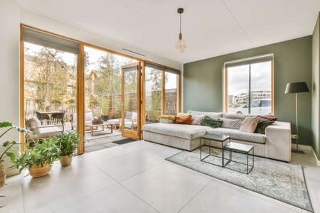 Interior of a beautiful living room. Modern and luxury house design