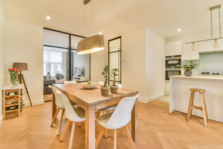 Dining room interior in modern urban appartment