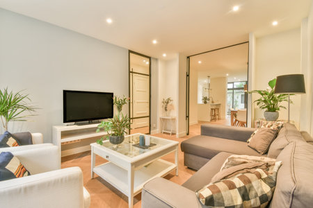 Beautiful living room interior with hardwood floors