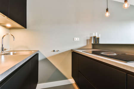 Gorgeous kitchen design with black kitchen setの写真素材
