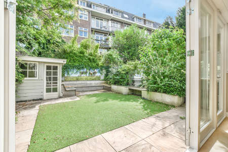 Large house with a garden in the backyard
