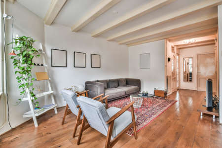 Beautiful living room interior with hardwood floors